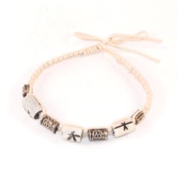 Arm-Schmuck 2 Armband aus Steinperlen & Baumwolle