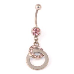 Bauchnabelbanane Ringe silber-rosa