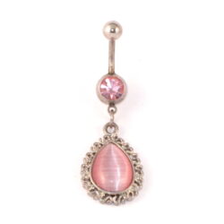 Bauchnabelbanane mit Anhänger silber-rosa
