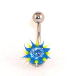 Bauchnabelbanane Silikon blau-gelb mit Glitzerstein