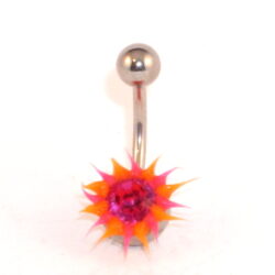 Bauchnabelbanane Silikon pink-orange mit Glitzerstein