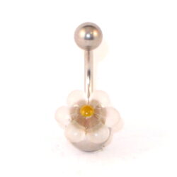 Bauchnabelbanane Acryl Blume3 weiss-gelb