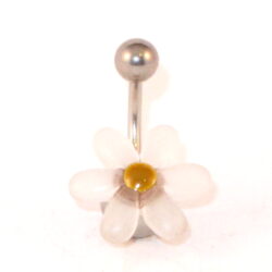 Bauchnabelbanane Acryl Blume4 weiss-gelb