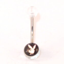 Bauchnabelbanane Acryl Playboy weiss-transparent