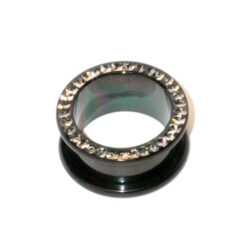 Black-Steel-Flesh-Tunnel mit Kristallsteinchen 18mm