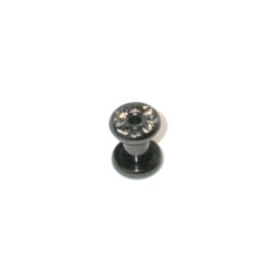 Black-Steel-Flesh-Tunnel mit Kristallsteinchen 4mm