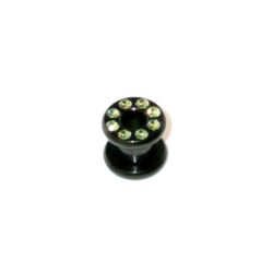 Black-Steel-Flesh-Tunnel mit Kristallsteinchen 6mm