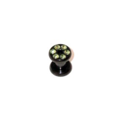 Black-Steel-Flesh-Tunnel mit Kristallsteinchen 4mm