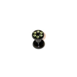 Black-Steel-Flesh-Tunnel mit Kristallsteinchen 3mm