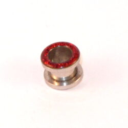 Chirurgenstahl-Flesh-Tunnel 29 rot mit Glitzer 10mm