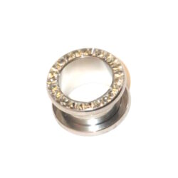 Chirurgenstahl-316L-Flesh-Tunnel mit Kristallsteinchen 14mm