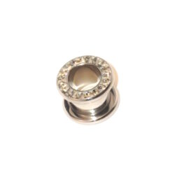 Chirurgenstahl-316L-Flesh-Tunnel mit Kristallsteinchen 10mm