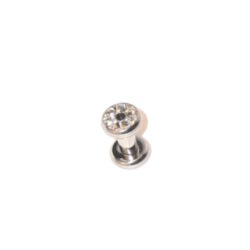 Chirurgenstahl-316L-Flesh-Tunnel mit Kristallsteinchen 3mm
