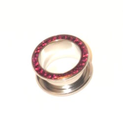 Chirurgenstahl-316L-Flesh-Tunnel mit Kristallsteinchen 16mm