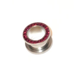Chirurgenstahl-316L-Flesh-Tunnel mit Kristallsteinchen 12mm