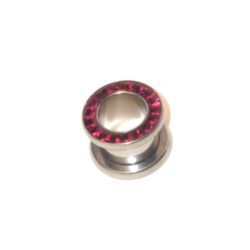 Chirurgenstahl-316L-Flesh-Tunnel mit Kristallsteinchen 10mm