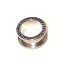 Chirurgenstahl-316L-Flesh-Tunnel mit Kristallsteinchen 16mm