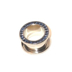 Chirurgenstahl-316L-Flesh-Tunnel mit Kristallsteinchen 14mm