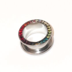 Chirurgenstahl-316L-Flesh-Tunnel mit Kristallsteinchen 16mm