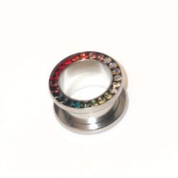 Chirurgenstahl-316L-Flesh-Tunnel mit Kristallsteinchen 14mm