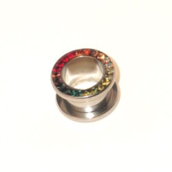 Chirurgenstahl-316L-Flesh-Tunnel mit Kristallsteinchen 12mm