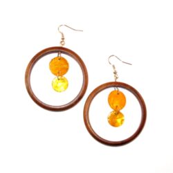 Ohrringe aus Holz Rund20 braun-orange